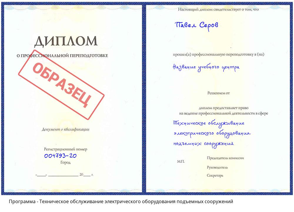 Техническое обслуживание электрического оборудования подъемных сооружений Ликино-Дулёво