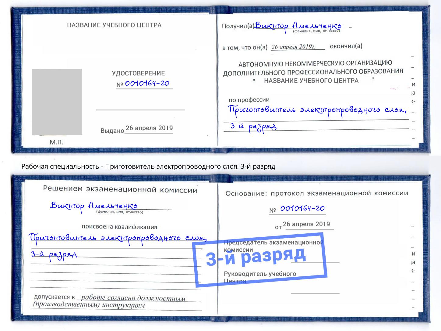 корочка 3-й разряд Приготовитель электропроводного слоя Ликино-Дулёво