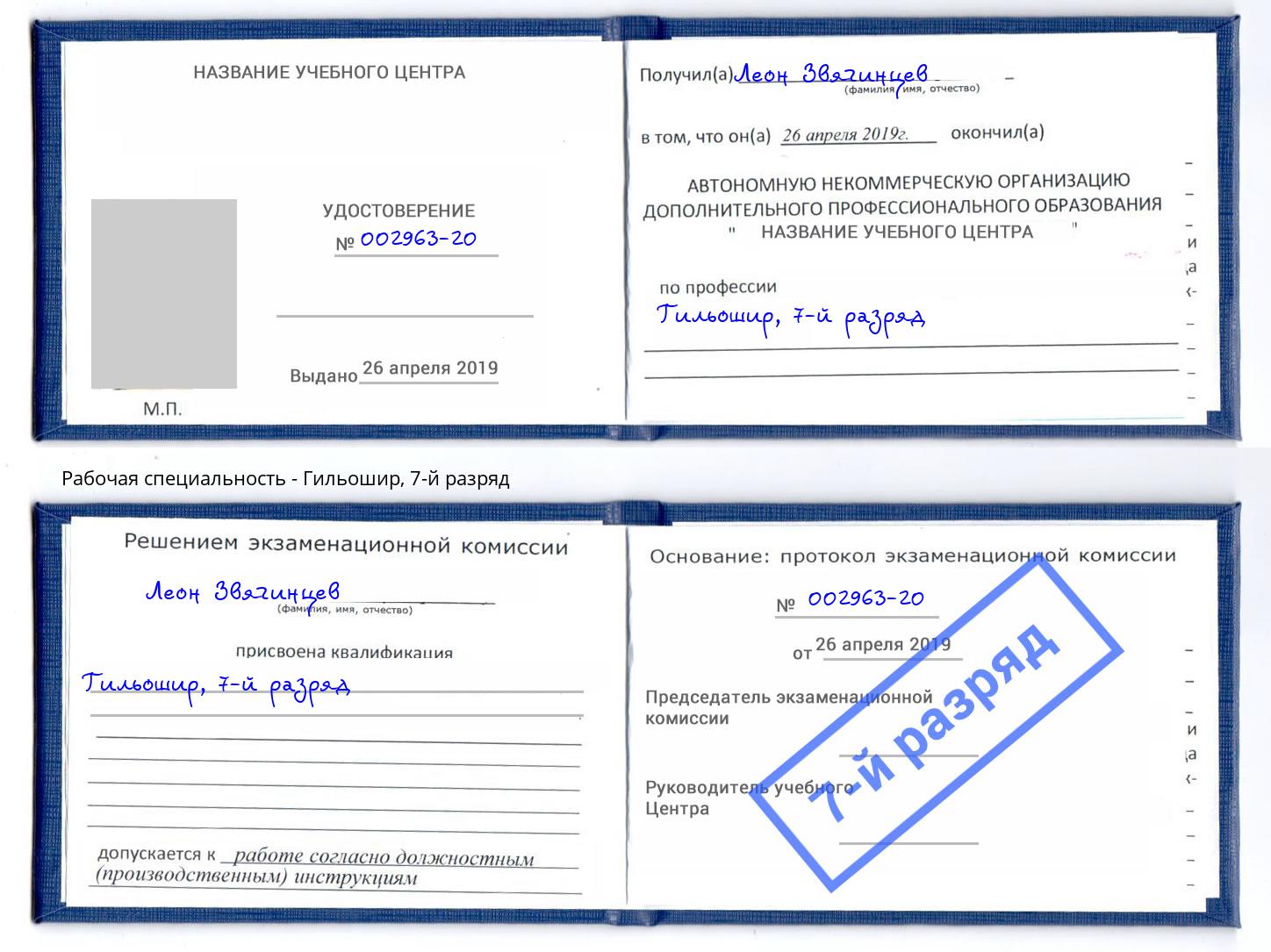 корочка 7-й разряд Гильошир Ликино-Дулёво