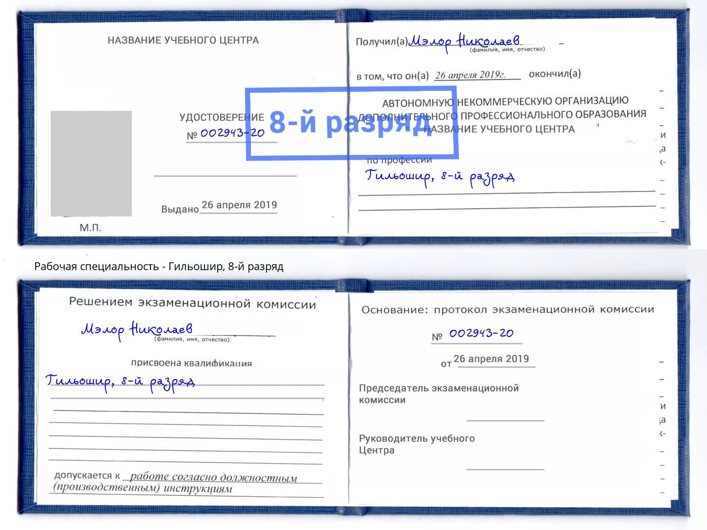 корочка 8-й разряд Гильошир Ликино-Дулёво